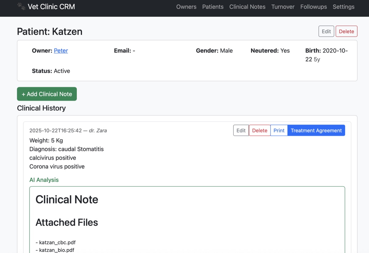 Vet Clinic AI Analysis
